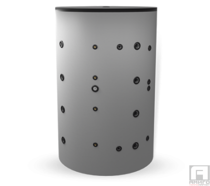 Buffer tank Eldom 2000l., With two black and one stainless steel coil, unenameled