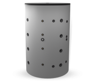 Buffer tank Eldom 2000l., With two black and one stainless steel coil, unenameled