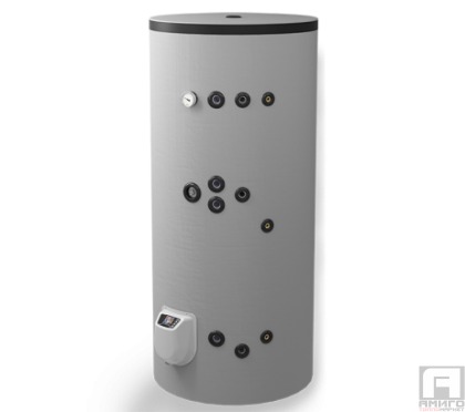 Free standing water heater 500 l, with two heat exchangers, electronic control, enameled