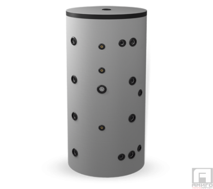 Buffer tank Eldom 500l., With one black and one stainless steel coil, unenamelled