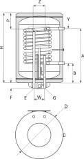 Бойлер със серпентина Sunsystem 80л., 3kW, емайлиран, малък диаметър, десен извод