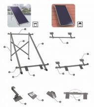 Стойка за 1 слънчев панел-колектор Sunsystem, за равен покрив, алуминиева